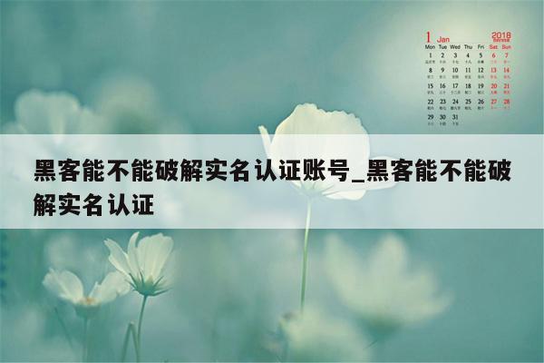 黑客能不能破解实名认证账号_黑客能不能破解实名认证