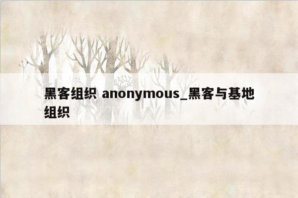 黑客组织 anonymous_黑客与基地组织