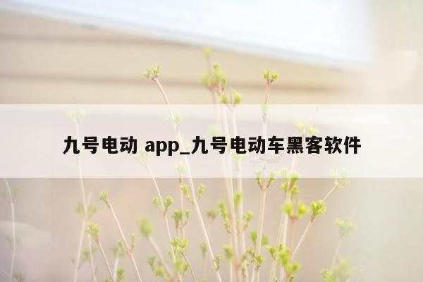 九号电动 app_九号电动车黑客软件