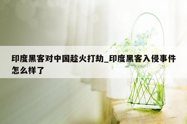 印度黑客对中国趁火打劫_印度黑客入侵事件怎么样了