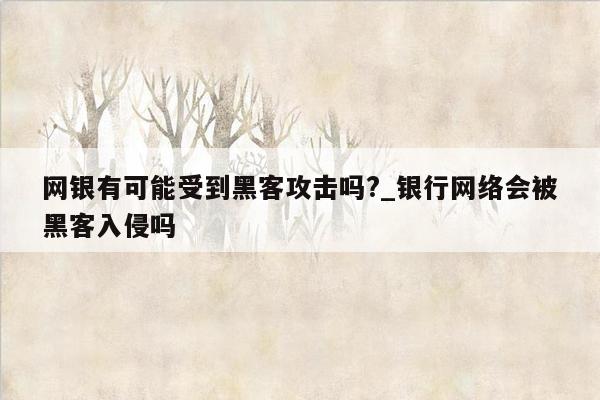 网银有可能受到黑客攻击吗?_银行网络会被黑客入侵吗