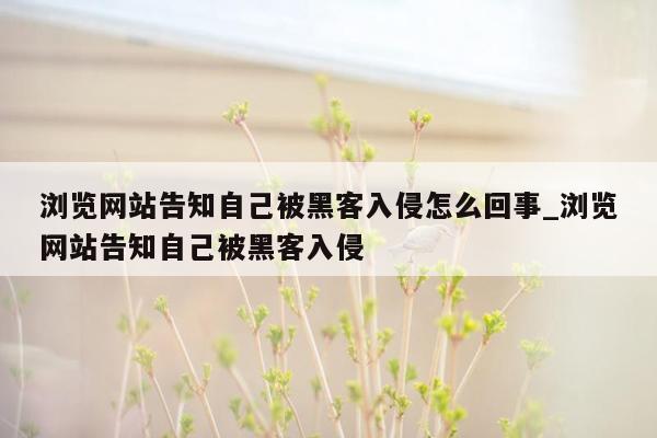 浏览网站告知自己被黑客入侵怎么回事_浏览网站告知自己被黑客入侵