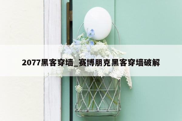 2077黑客穿墙_赛博朋克黑客穿墙破解