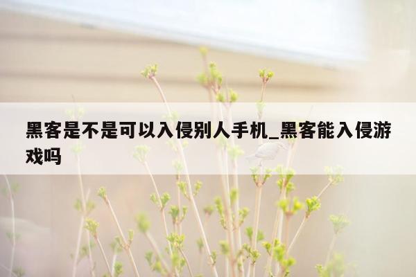 黑客是不是可以入侵别人手机_黑客能入侵游戏吗