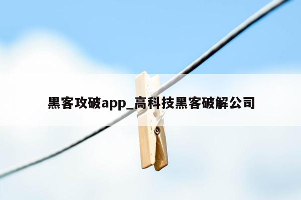 黑客攻破app_高科技黑客破解公司