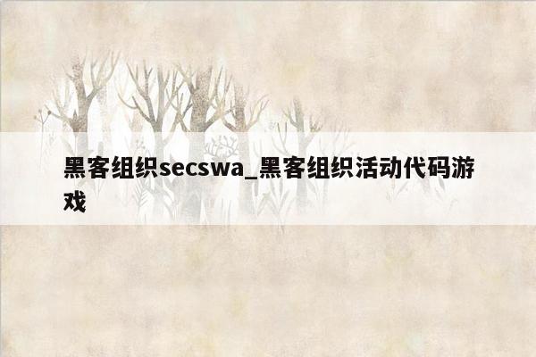 黑客组织secswa_黑客组织活动代码游戏