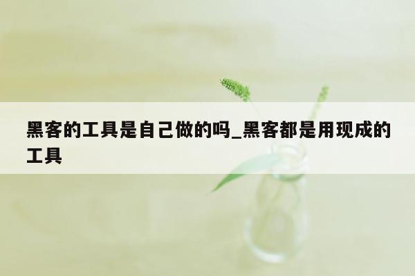 黑客的工具是自己做的吗_黑客都是用现成的工具