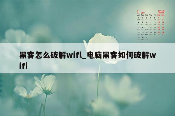 黑客怎么破解wifl_电脑黑客如何破解wifi