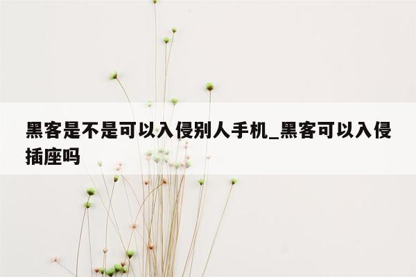 黑客是不是可以入侵别人手机_黑客可以入侵插座吗