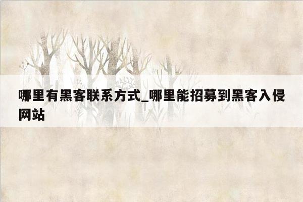哪里有黑客联系方式_哪里能招募到黑客入侵网站