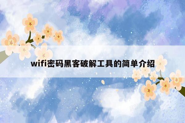 wifi密码黑客破解工具的简单介绍