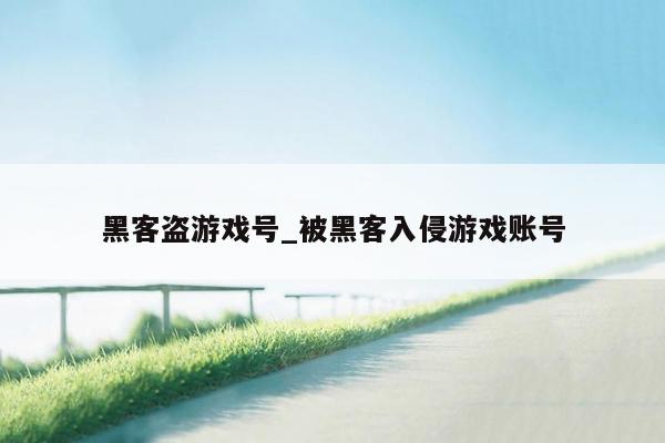 黑客盗游戏号_被黑客入侵游戏账号