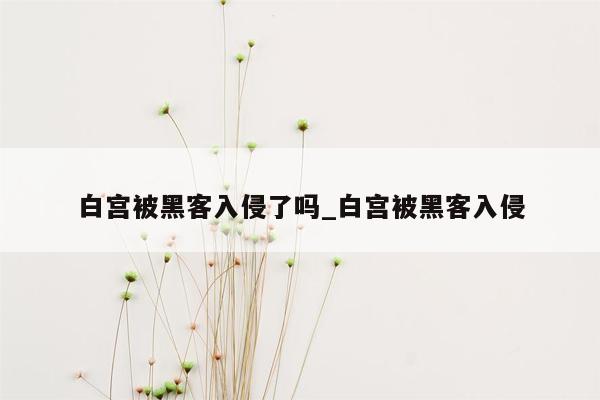 白宫被黑客入侵了吗_白宫被黑客入侵