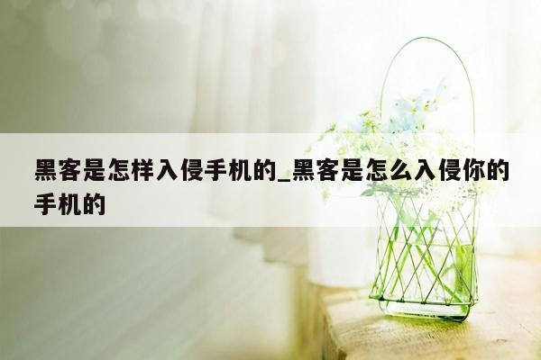 黑客是怎样入侵手机的_黑客是怎么入侵你的手机的