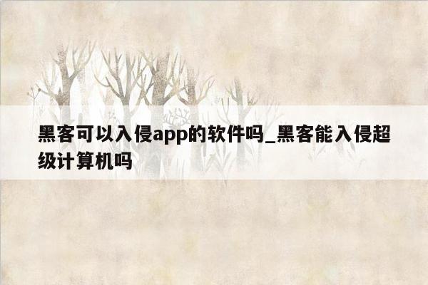 黑客可以入侵app的软件吗_黑客能入侵超级计算机吗