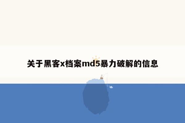 关于黑客x档案md5暴力破解的信息