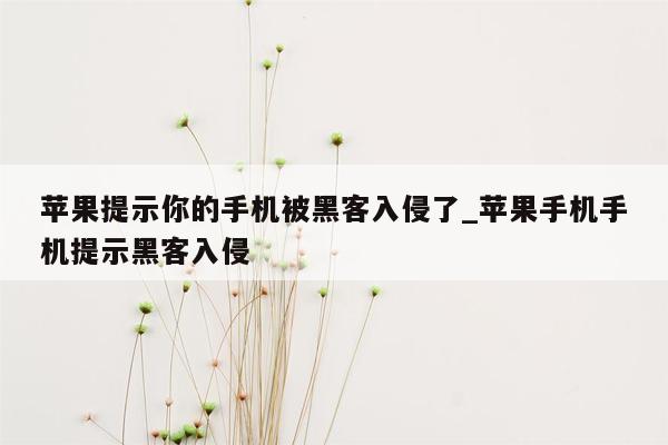 苹果提示你的手机被黑客入侵了_苹果手机手机提示黑客入侵