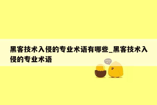 黑客技术入侵的专业术语有哪些_黑客技术入侵的专业术语