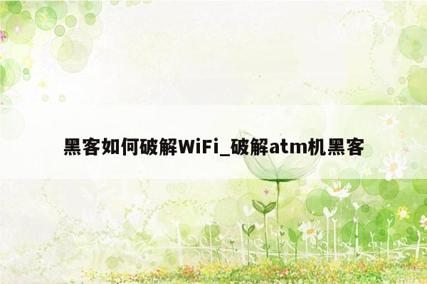 黑客如何破解WiFi_破解atm机黑客