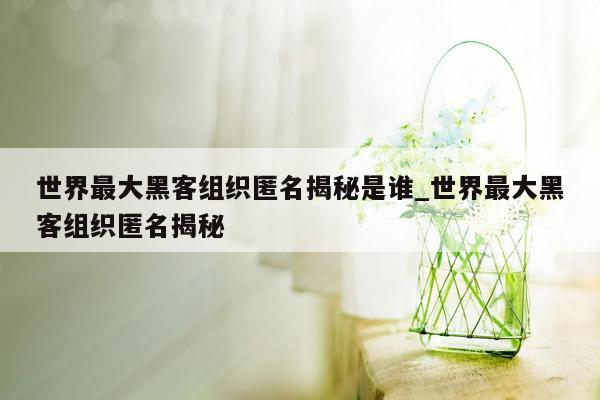 世界最大黑客组织匿名揭秘是谁_世界最大黑客组织匿名揭秘