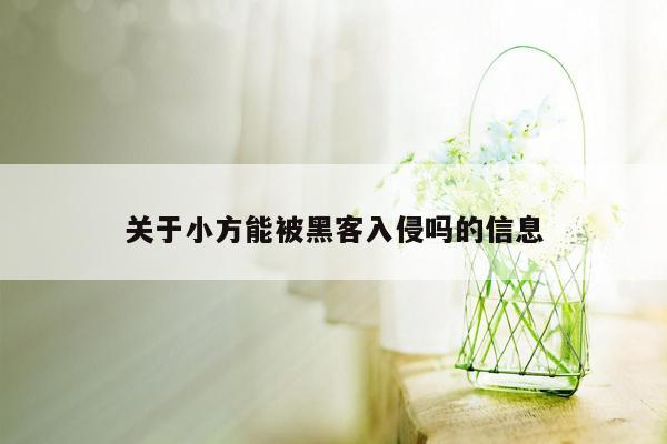 关于小方能被黑客入侵吗的信息