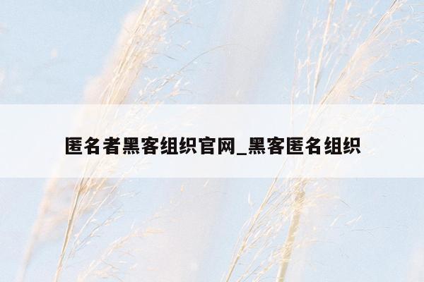 匿名者黑客组织官网_黑客匿名组织