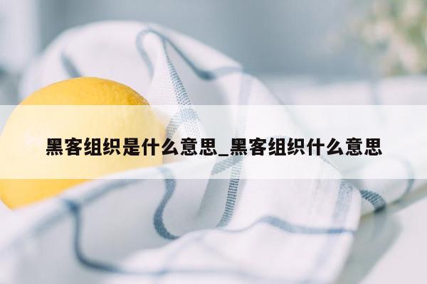 黑客组织是什么意思_黑客组织什么意思