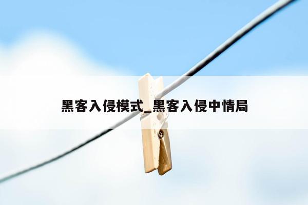 黑客入侵模式_黑客入侵中情局