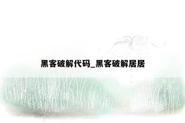 黑客破解代码_黑客破解居居