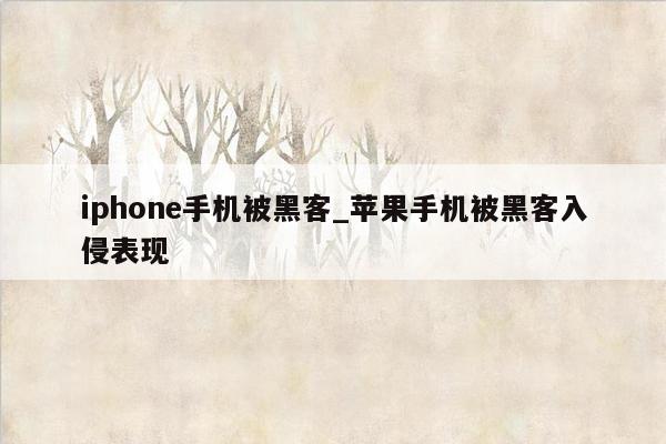 iphone手机被黑客_苹果手机被黑客入侵表现