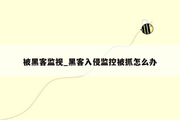 被黑客监视_黑客入侵监控被抓怎么办