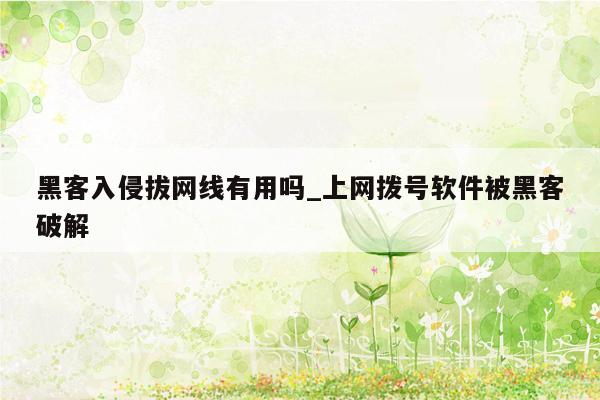 黑客入侵拔网线有用吗_上网拨号软件被黑客破解