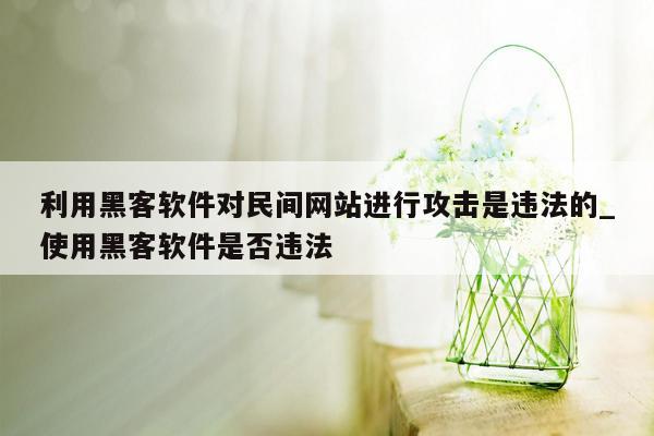 利用黑客软件对民间网站进行攻击是违法的_使用黑客软件是否违法