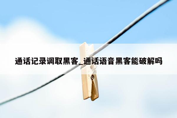 通话记录调取黑客_通话语音黑客能破解吗