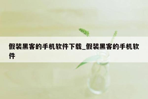 假装黑客的手机软件下载_假装黑客的手机软件