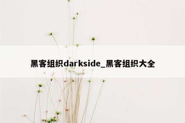 黑客组织darkside_黑客组织大全