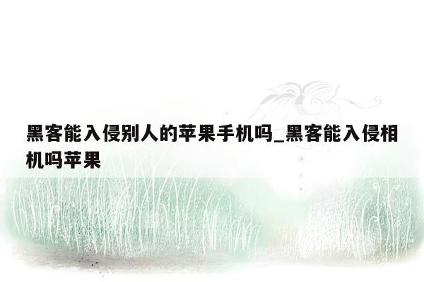 黑客能入侵别人的苹果手机吗_黑客能入侵相机吗苹果