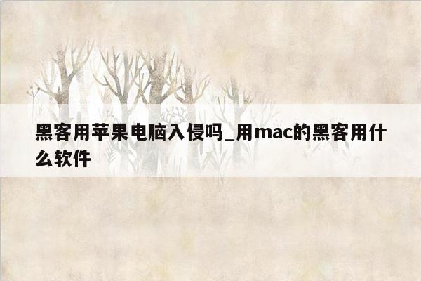 黑客用苹果电脑入侵吗_用mac的黑客用什么软件