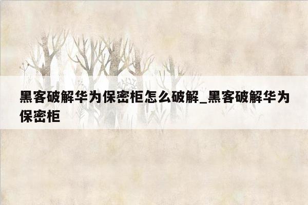 黑客破解华为保密柜怎么破解_黑客破解华为保密柜