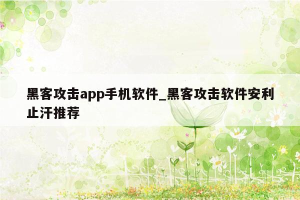 黑客攻击app手机软件_黑客攻击软件安利止汗推荐