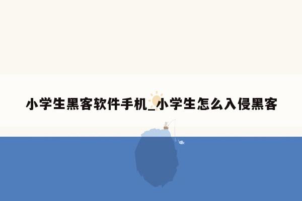 小学生黑客软件手机_小学生怎么入侵黑客