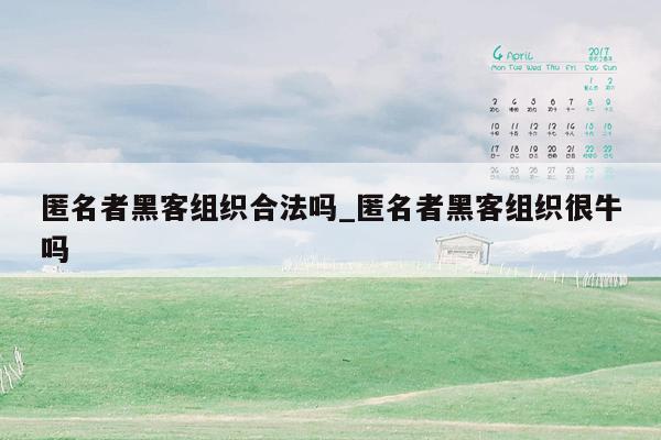 匿名者黑客组织合法吗_匿名者黑客组织很牛吗
