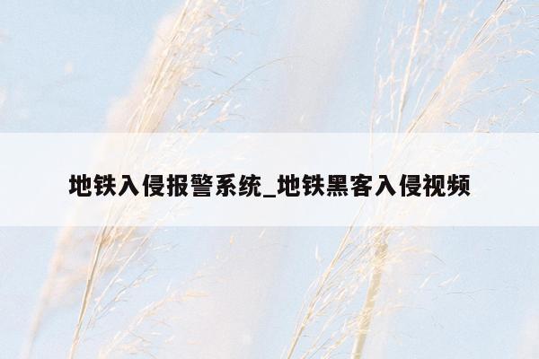 地铁入侵报警系统_地铁黑客入侵视频