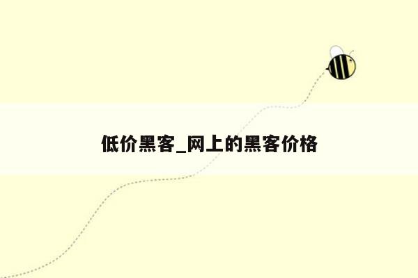 低价黑客_网上的黑客价格