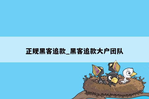 正规黑客追款_黑客追款大户团队