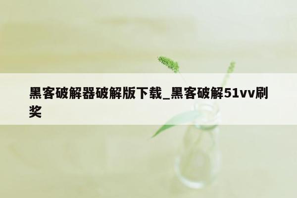 黑客破解器破解版下载_黑客破解51vv刷奖