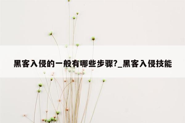 黑客入侵的一般有哪些步骤?_黑客入侵技能