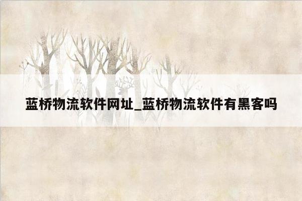 蓝桥物流软件网址_蓝桥物流软件有黑客吗