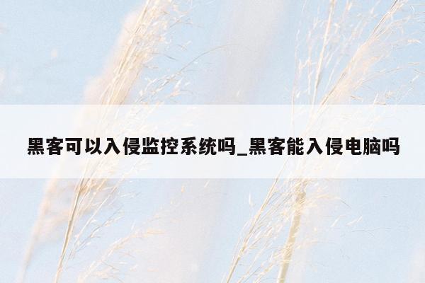 黑客可以入侵监控系统吗_黑客能入侵电脑吗