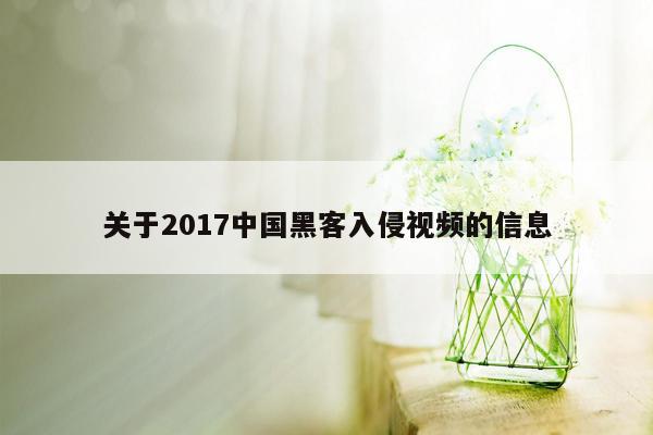 关于2017中国黑客入侵视频的信息
